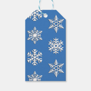 White snowflake print, Customisable Background Gift Tags