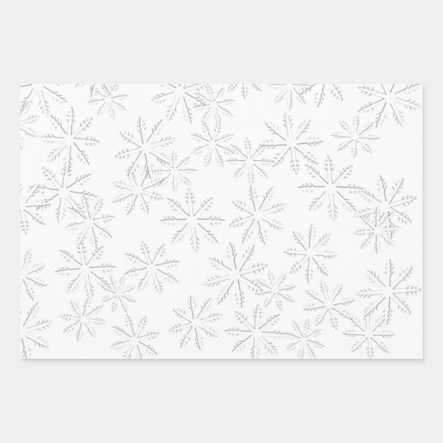 White Snowflake  Print Wrapping Paper Sheet (Front)