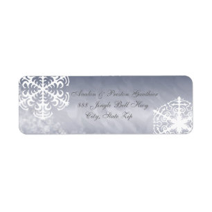 White Snowflake Silver Holiday Address Labels