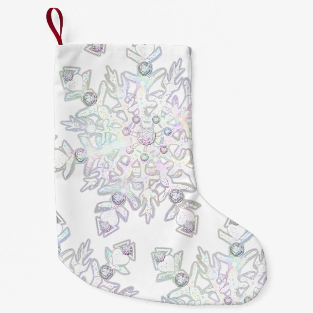 White snowflake small christmas stocking (Front)