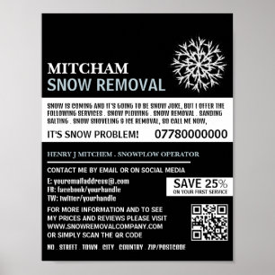 White Snowflake, Snow Removal Company Advertising Poster