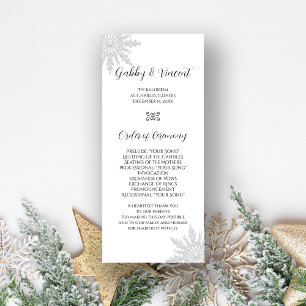 White Snowflake Winter Wedding Program Programme
