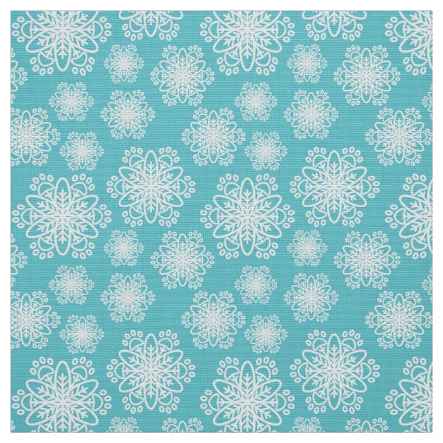 White Snowflake with paw print pattern Fabric (Swatch)