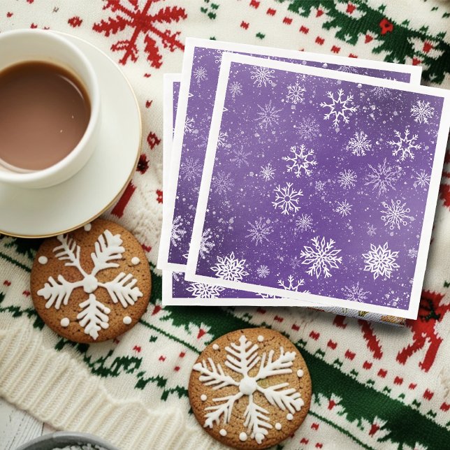 White Snowflakes Amethyst Purple Napkin (Creator Uploaded)