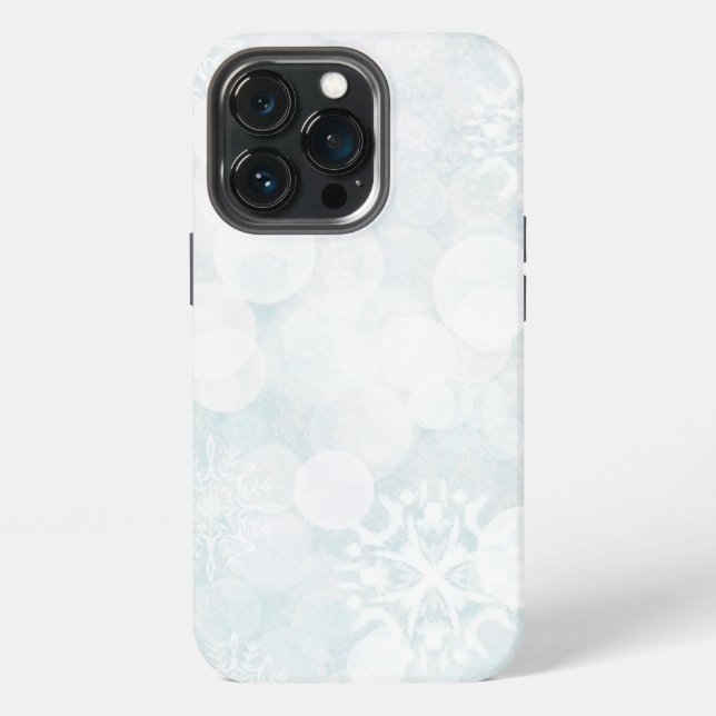 White Snowflakes and Bokeh Lights iPhone Case (Back)