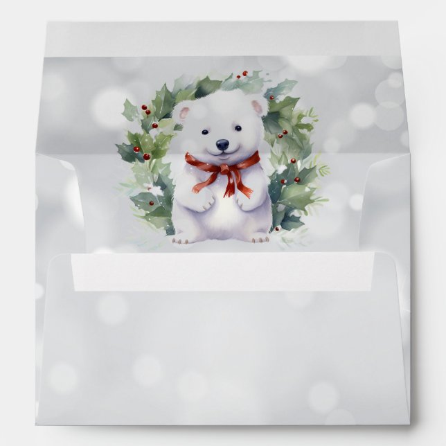 White Snowflakes and Little White Bear Envelope (Back (Bottom))