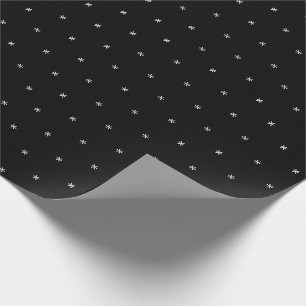 White Snowflakes, black Winter Holidays Christmas Wrapping Paper