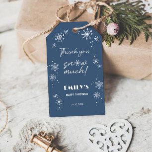 White Snowflakes Blue Baby Shower Gift Tags