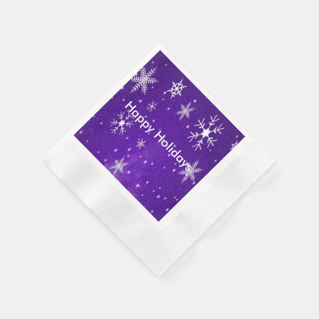White Snowflakes Blue Bkgrd Cocktail Paper Napkins (Corner)