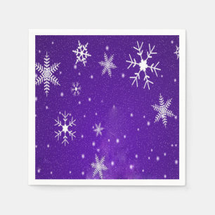 White Snowflakes Blue-Purple Backgrd Paper Napkins
