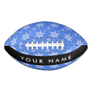 White Snowflakes, Blue, Your name, Personalise American Football