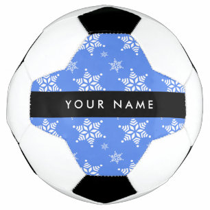 White Snowflakes, Blue, Your name, Personalise Football