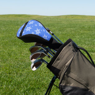 White Snowflakes, Blue, Your name, Personalise Golf Head Cover