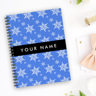 White Snowflakes, Blue, Your name, Personalise Planner