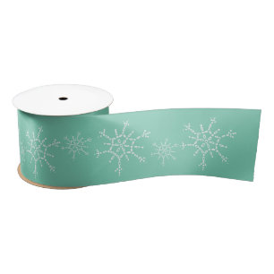 White Snowflakes Custom Colour Christmas Ribbon Satin Ribbon