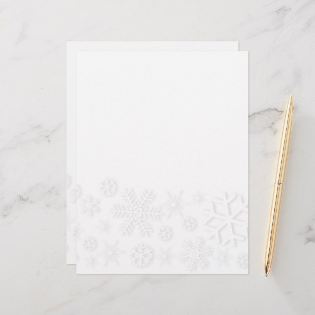 White Snowflakes Custom Letterhead (Front/Back In Situ)