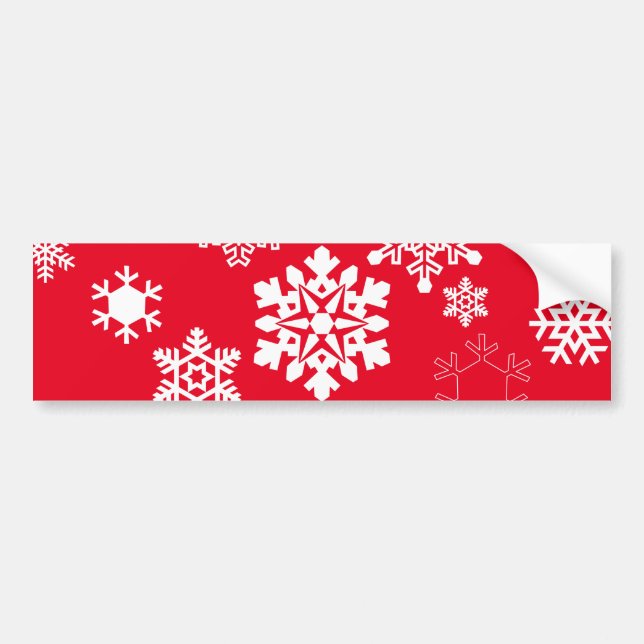 White Snowflakes - Customisable Background Colour Bumper Sticker (Front)