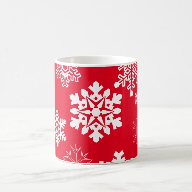White Snowflakes - Customisable Background Colour Coffee Mug (Center)