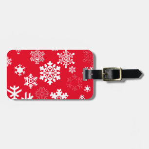 White Snowflakes - Customisable Background Colour Luggage Tag