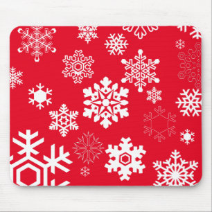White Snowflakes - Customisable Background Colour Mouse Mat