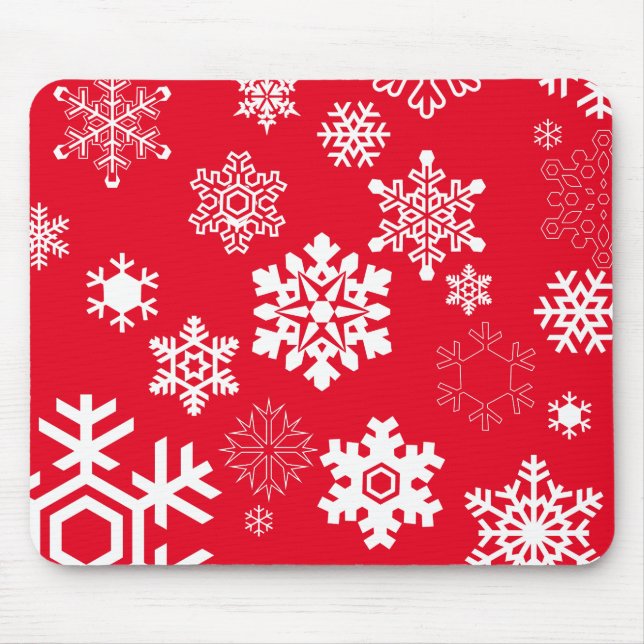 White Snowflakes - Customisable Background Colour Mouse Mat (Front)