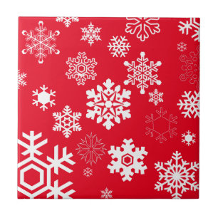 White Snowflakes - Customisable Background Colour Tile