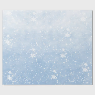 White Snowflakes Falling Winter Afternoon Sky Wrapping Paper