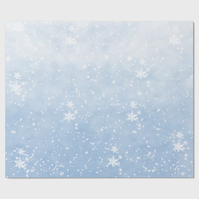 White Snowflakes Falling Winter Afternoon Sky Wrapping Paper (Flat)
