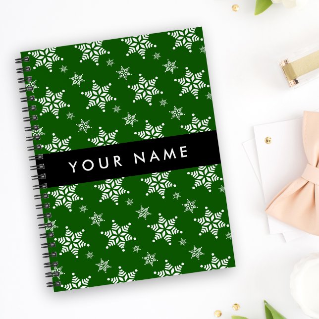 White Snowflakes, Green, Your name, Personalise Planner (Creator Uploaded)