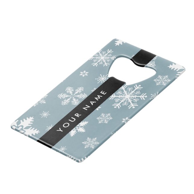 White Snowflakes, Grey, Your name, Personalise (Front Angled)