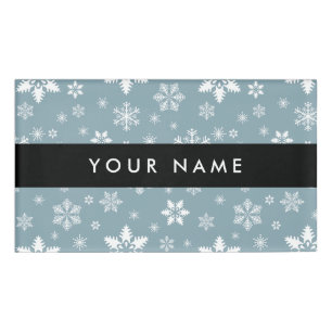 White Snowflakes, Grey, Your name, Personalise Name Tag