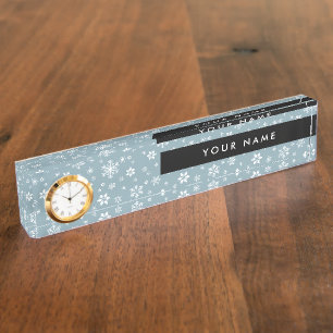 White Snowflakes, Grey, Your name, Personalise Nameplate