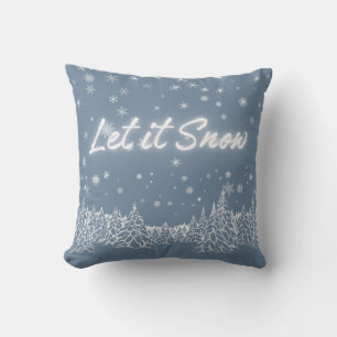 White Snowflakes in the Country Let it Snow Cushion