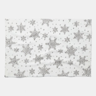 White Snowflakes Kitchen Towel