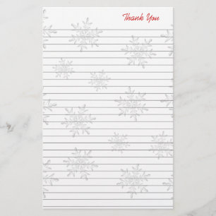 White Snowflakes Lined Christmas Thank You Paper