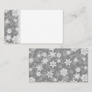White Snowflakes Luxurious Gray Elegant Christmas Place Card