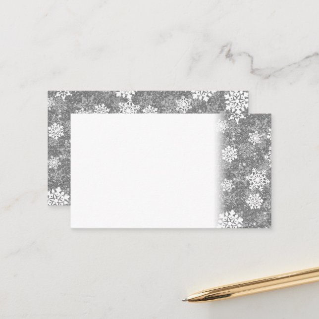White Snowflakes Luxurious Grey Elegant Christmas Appointment Card (Front/Back In Situ)