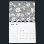 White Snowflakes Luxurious Grey Elegant Christmas Calendar<br><div class="desc">If winter and Christmas are your favourite seasons,  this beautiful and elegant design is sure to please you. With a glamourous and striking grey background that gives a luminous touch and highlights white snowflakes with different shapes.</div>