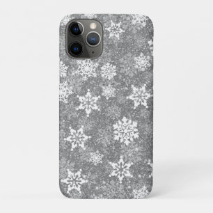 White Snowflakes Luxurious Grey Elegant Christmas iPhone 11 Pro Case
