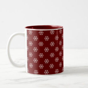 White snowflakes mug-changeable colour background Two-Tone coffee mug