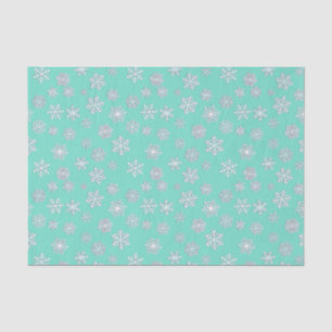 White snowflakes on an aqua background tissue paper