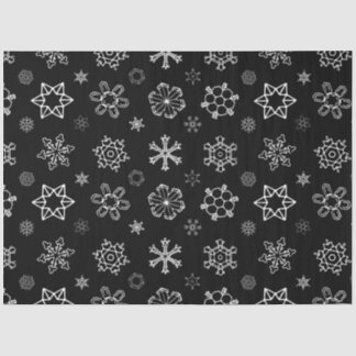 White Snowflakes on Black Christmas Tissue Paper