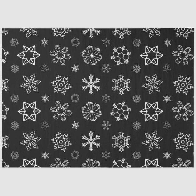 White Snowflakes on Black Christmas Tissue Paper (Front)