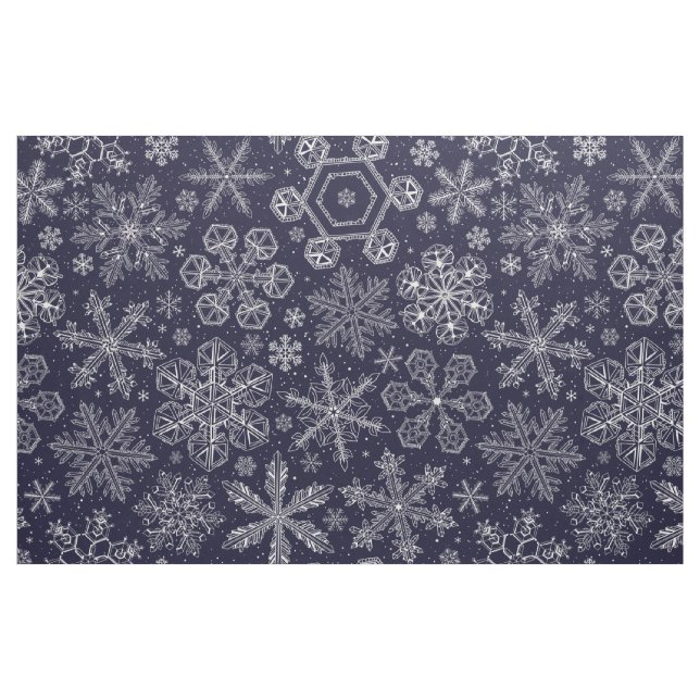 White Snowflakes on blue Fabric (Fat Quarter)