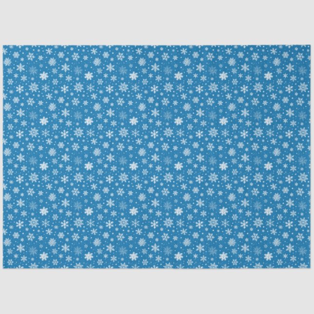 White Snowflakes on Bright Blue Tissue Paper (Front)