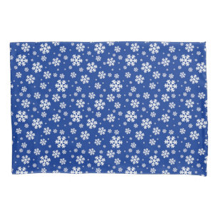 White Snowflakes on Dark Blue Winter Pattern Pillowcase