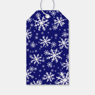 White Snowflakes on Dark Navy Blue Gift Tags