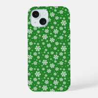 White Snowflakes on green Winter Pattern