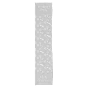 White Snowflakes on Grey Christmas Pattern Short Table Runner
