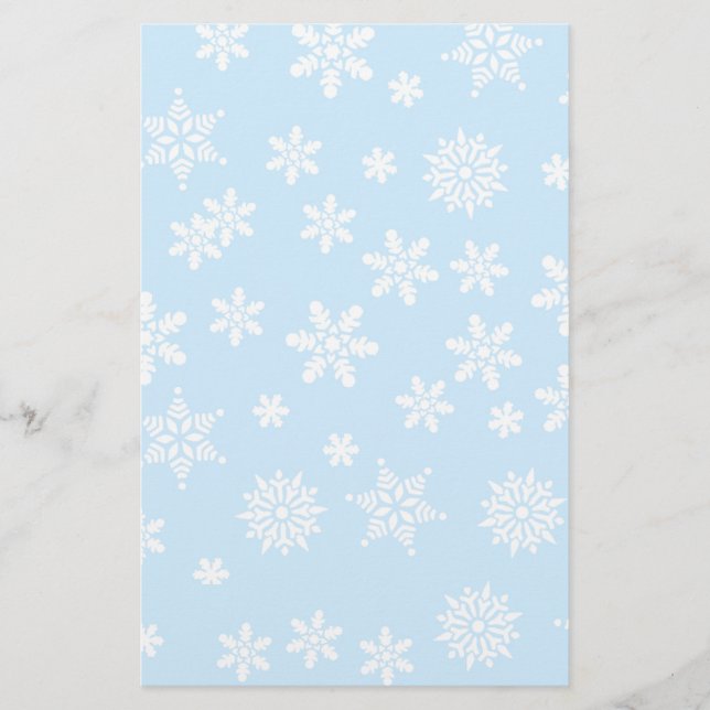 White Snowflakes on Light Blue  Background (Front)